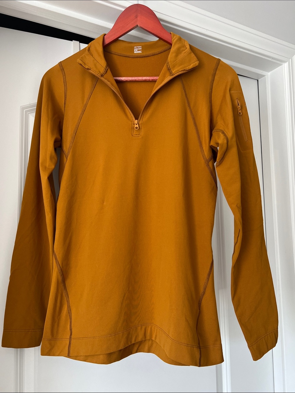 Arc'teryx women’s Half-Zip Sweater Jacket in Mustard